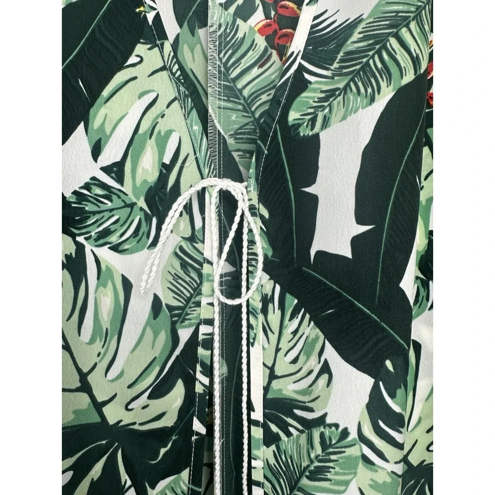 Rachel Zoe Open Kimono One Size Green Cover Up Beachy Resort Tropical Vacation